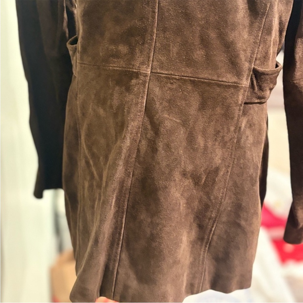 Reaction Kenneth Cole Dark Brown Suede Trench Coat - Picture 9 of 12
